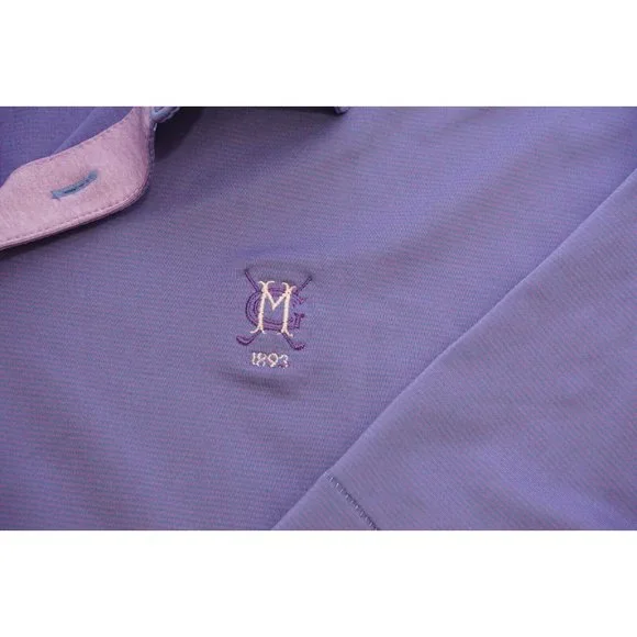 Peter Millar Summer Comfort Purple Pink Striped Short Sleeve Golf Polo Shirt XL - Picture 2 of 6